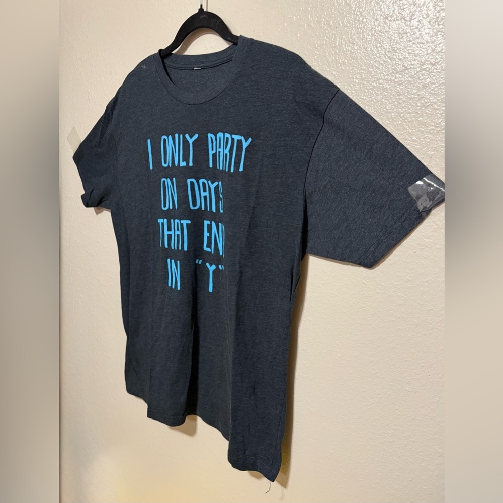 I Only Party on Days That End in “Y” Graphic T-Shirt | Funny Casual Tee (L) - Picture 3 of 4